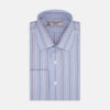 Red and Blue Stripe Sea Island Quality Cotton Shirt with T&A Collar and Double Cuffs