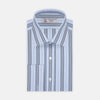 View 1 of product Grey, Turquoise and Sky Blue Mixed Stripe Shirt with T&A Collar and Double Cuffs