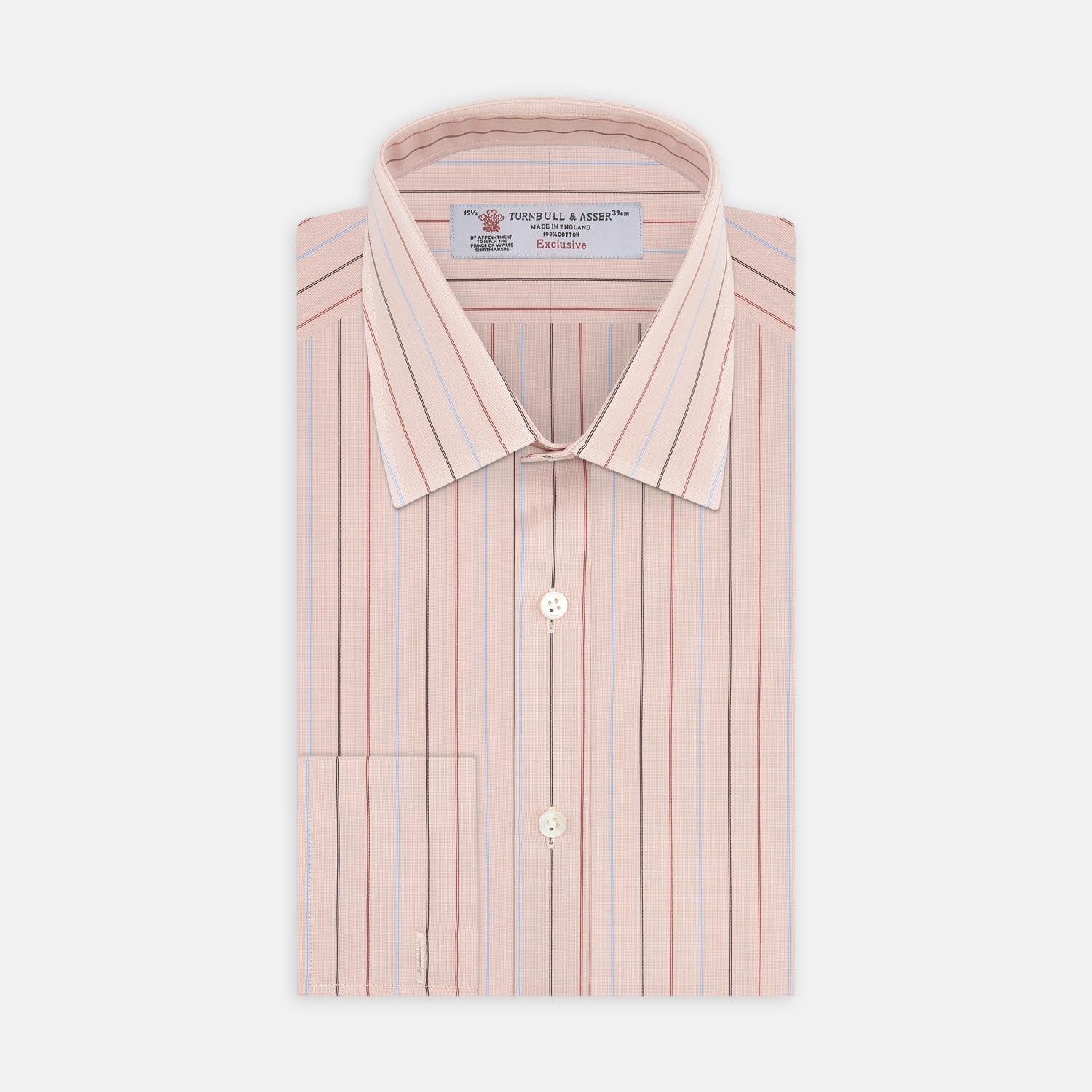 View 1 of product Pink, Red and Blue Pencil Stripe Shirt with T&A Collar and Double Cuffs