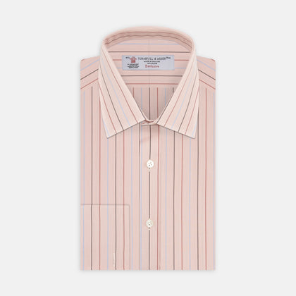 Pink, Red and Blue Pencil Stripe Shirt with T&A Collar and Double Cuffs