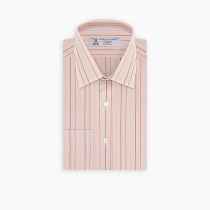 Pink, Red and Blue Pencil Stripe Shirt with T&A Collar and Double Cuffs Image 4