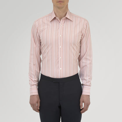 Pink, Red and Blue Pencil Stripe Shirt with T&A Collar and Double Cuffs Image 1