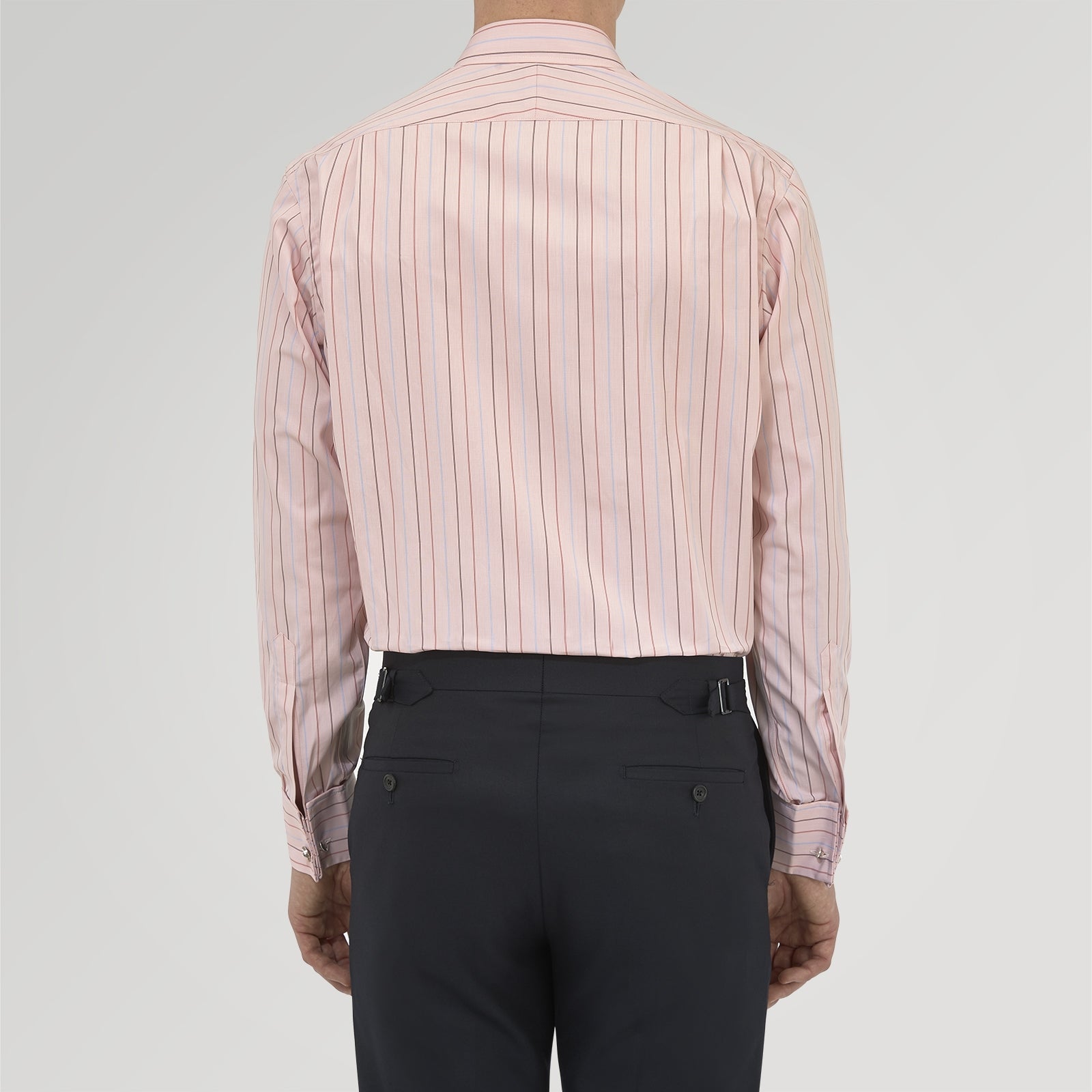 View 3 of product Pink, Red and Blue Pencil Stripe Shirt with T&A Collar and Double Cuffs