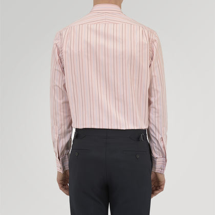 Pink, Red and Blue Pencil Stripe Shirt with T&A Collar and Double Cuffs Image 2