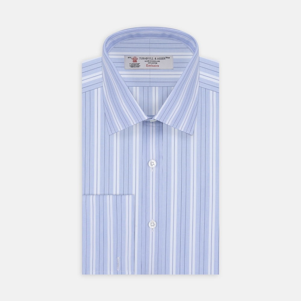 Blue and White Sky Stripe Cotton Fabric