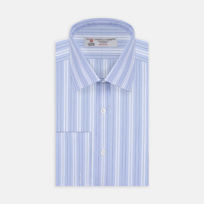 Blue and White Sky Stripe Cotton Fabric