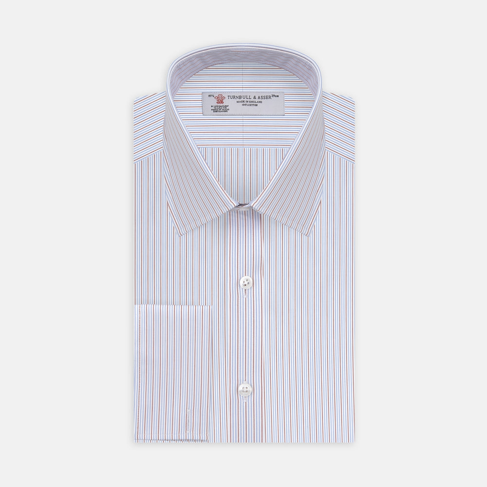 Red and Navy Supraluxe Stripe Shirt with T&A Collar and Double Cuffs