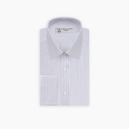 Red and Navy Supraluxe Stripe Shirt with T&A Collar and Double Cuffs Image 2