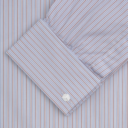 Red and Navy Supraluxe Stripe Shirt with T&A Collar and Double Cuffs Image 1