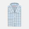 View 1 of product Grey, Turquoise and Sky Blue Mixed Check Shirt with T&A Collar and 3-Button Cuffs