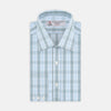 Grey, Turquoise and Sky Blue Mixed Check Shirt with T&A Collar and 3-Button Cuffs
