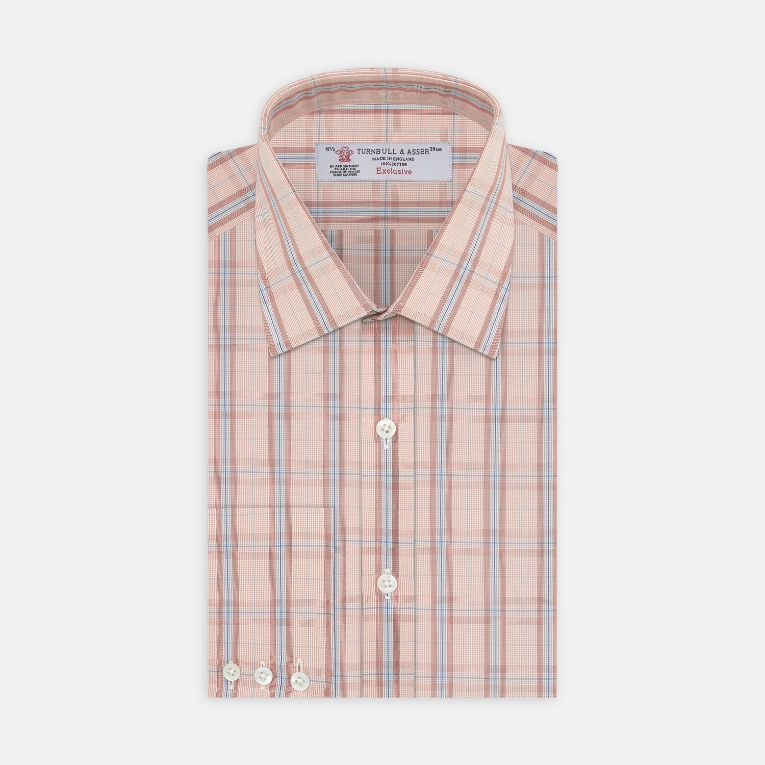 View 1 of product Red, Grey and Navy Mixed Check Shirt with T&A Collar and 3-Button Cuffs