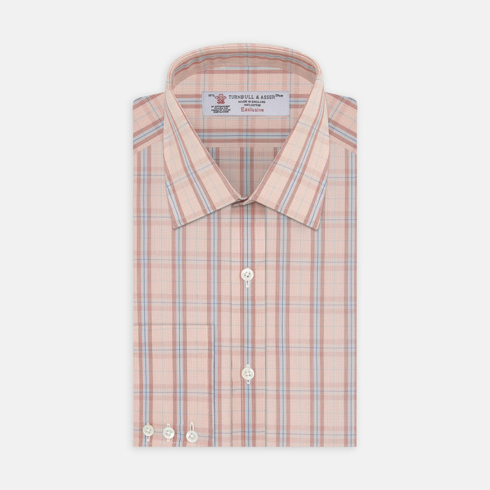 Red, Grey and Navy Mixed Check Shirt with T&A Collar and 3-Button Cuffs