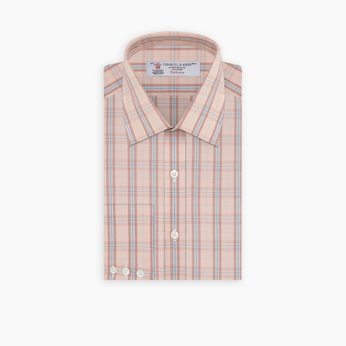 Red, Grey and Navy Mixed Check Shirt with T&A Collar and 3-Button Cuffs Image 2