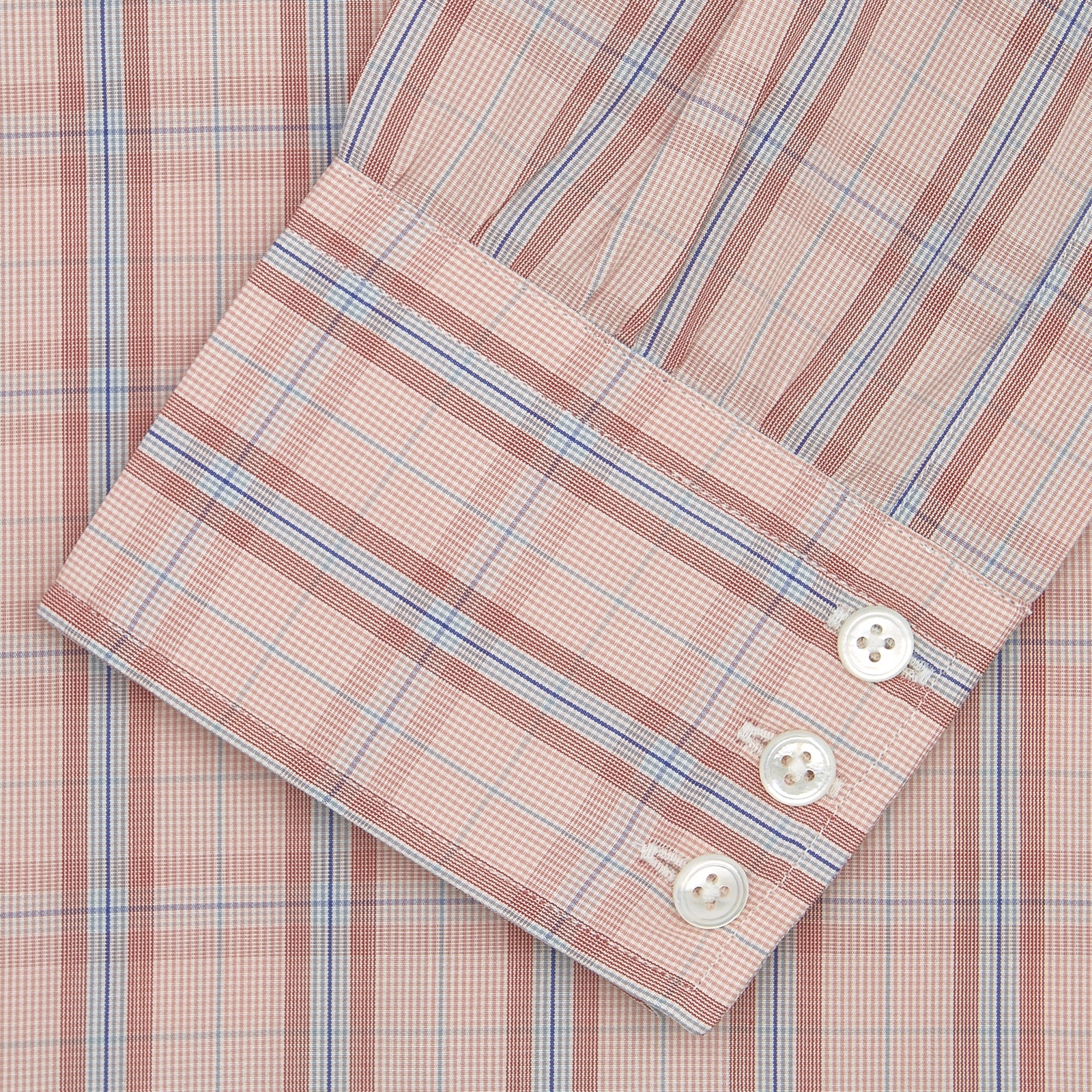 View 2 of product Red, Grey and Navy Mixed Check Shirt with T&A Collar and 3-Button Cuffs