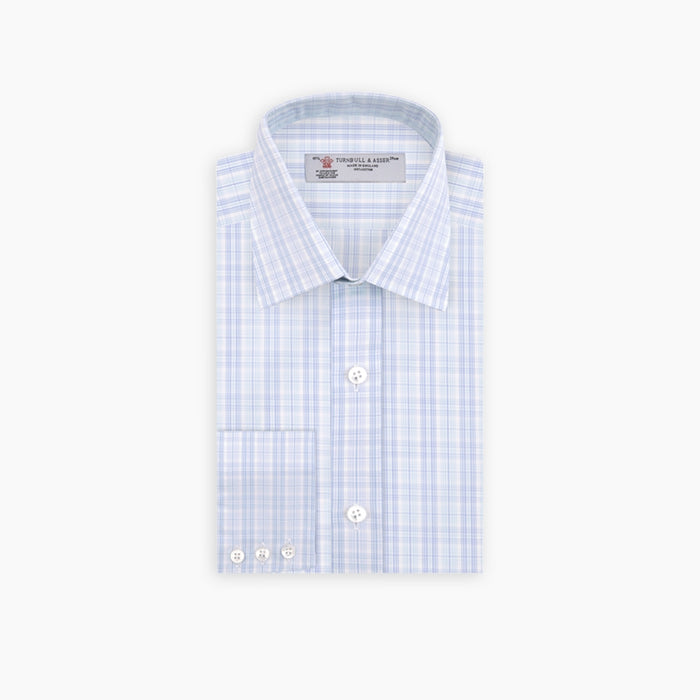 Blue and Green Business Plaid Check Shirt with Classic T&A Collar and 3-Button Cuffs Image 2