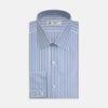 View 1 of product Blue and White Graph Stripe Shirt with T&A Collar and 3-Button Cuffs