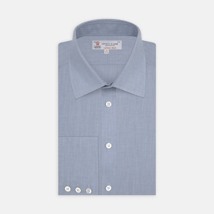 Blue Cashmere Blend Shirt with T&A Collar and 3-Button Cuffs