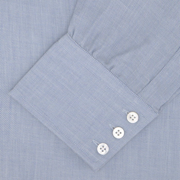 Blue Cashmere Blend Shirt with T&A Collar and 3-Button Cuffs Image 3