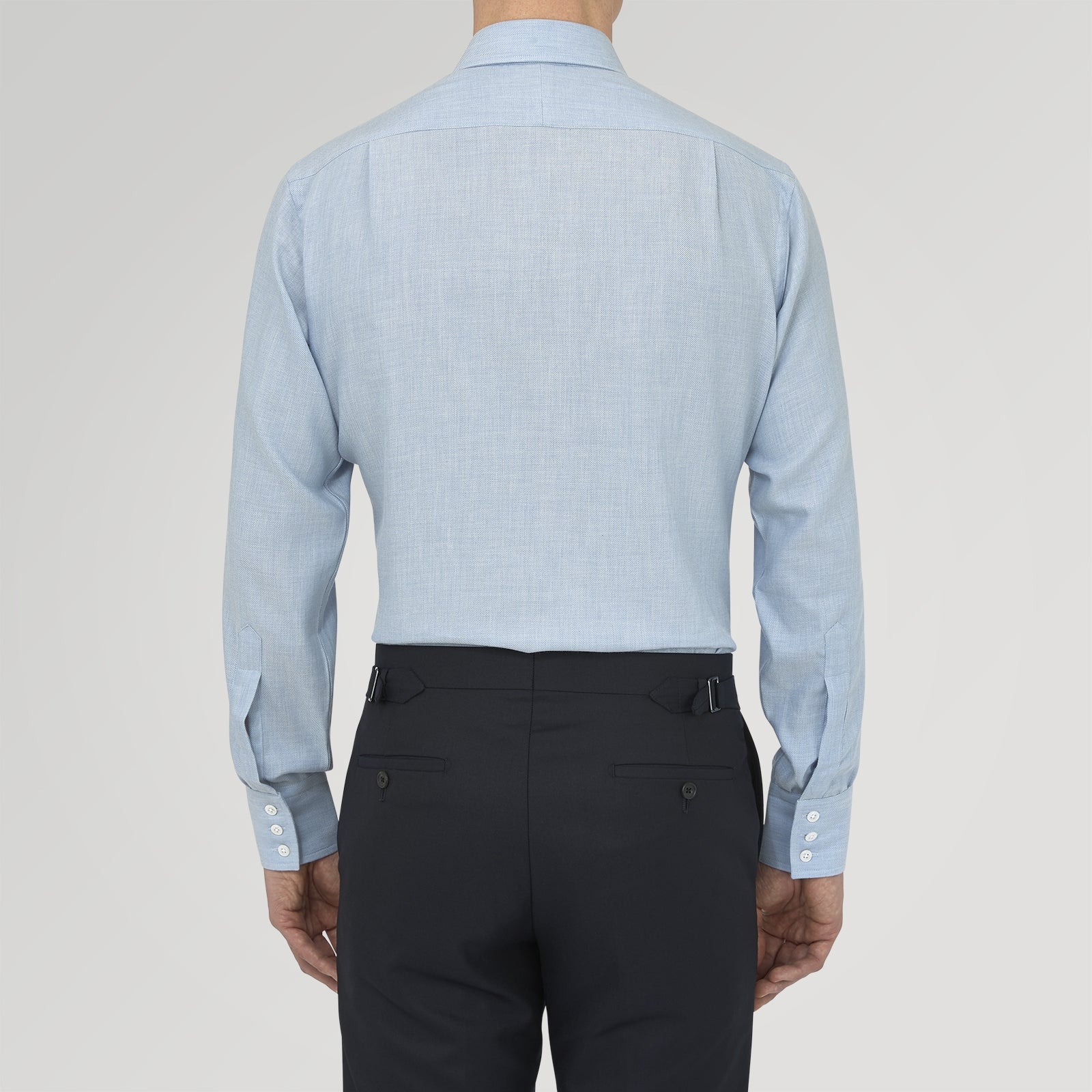 View 3 of product Blue Cashmere Blend Shirt with T&A Collar and 3-Button Cuffs