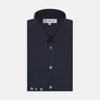 Navy Cashmere Blend Shirt with T&A Collar and 3-Button Cuffs