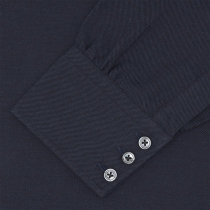 Navy Cashmere Blend Shirt with T&A Collar and 3-Button Cuffs Image 3