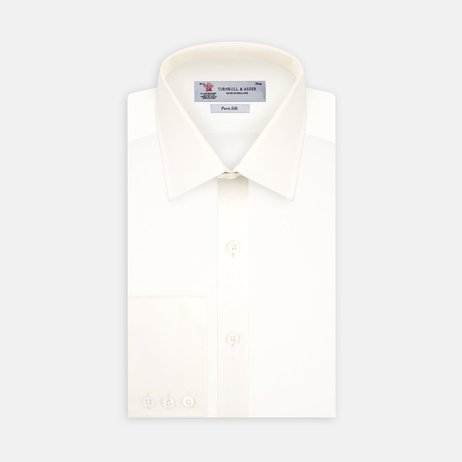 View 1 of product Cream Silk Shirt with T&A Collar and 3-Button Cuffs