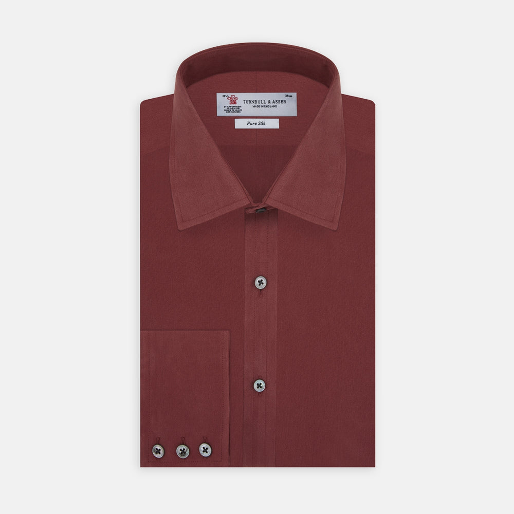 Burgundy Silk dress shirt with T&A Collar and 3-Button Cuffs