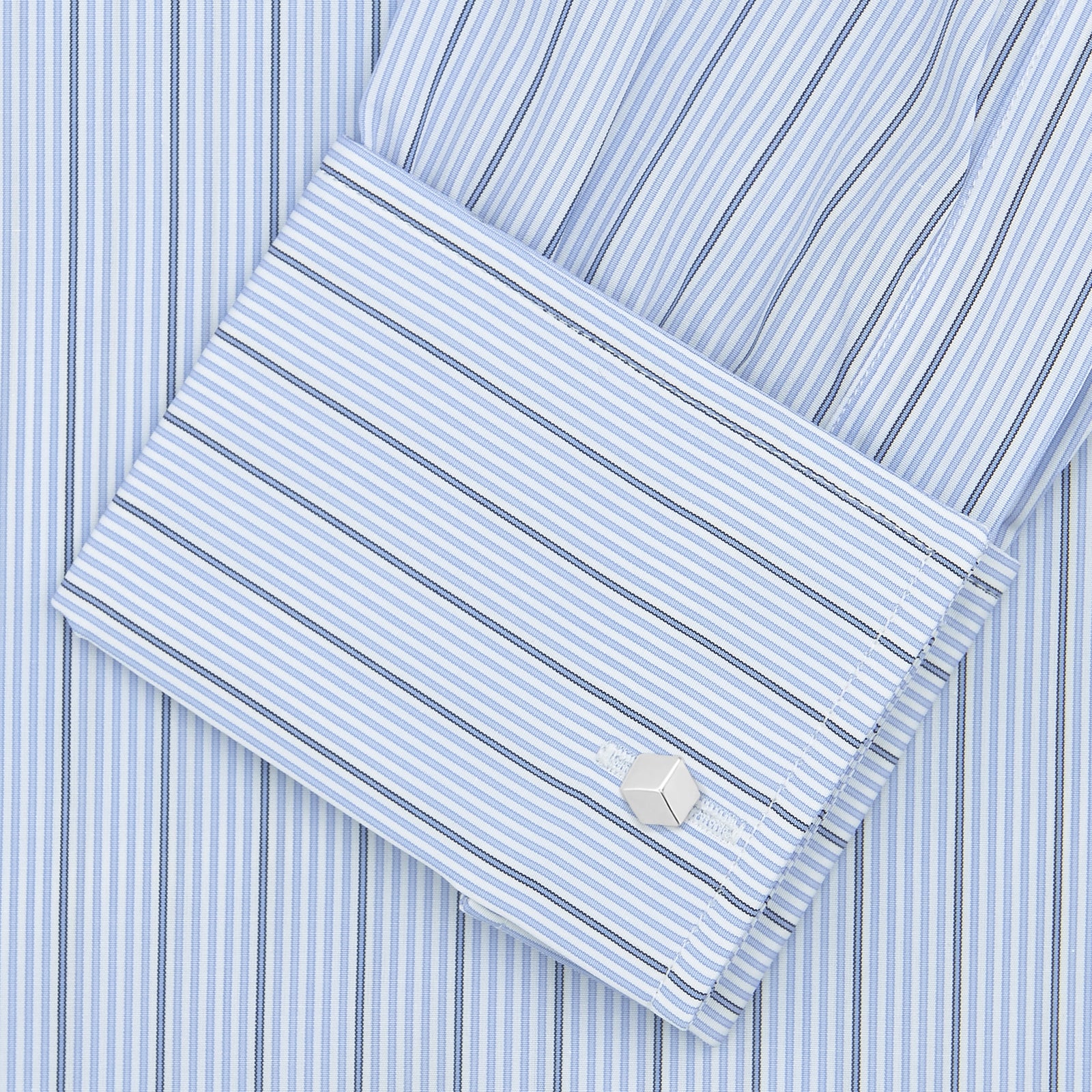 View 4 of product Sky Blue and Turquoise Pinstripe Shirt with Regent Collar and Double Cuffs