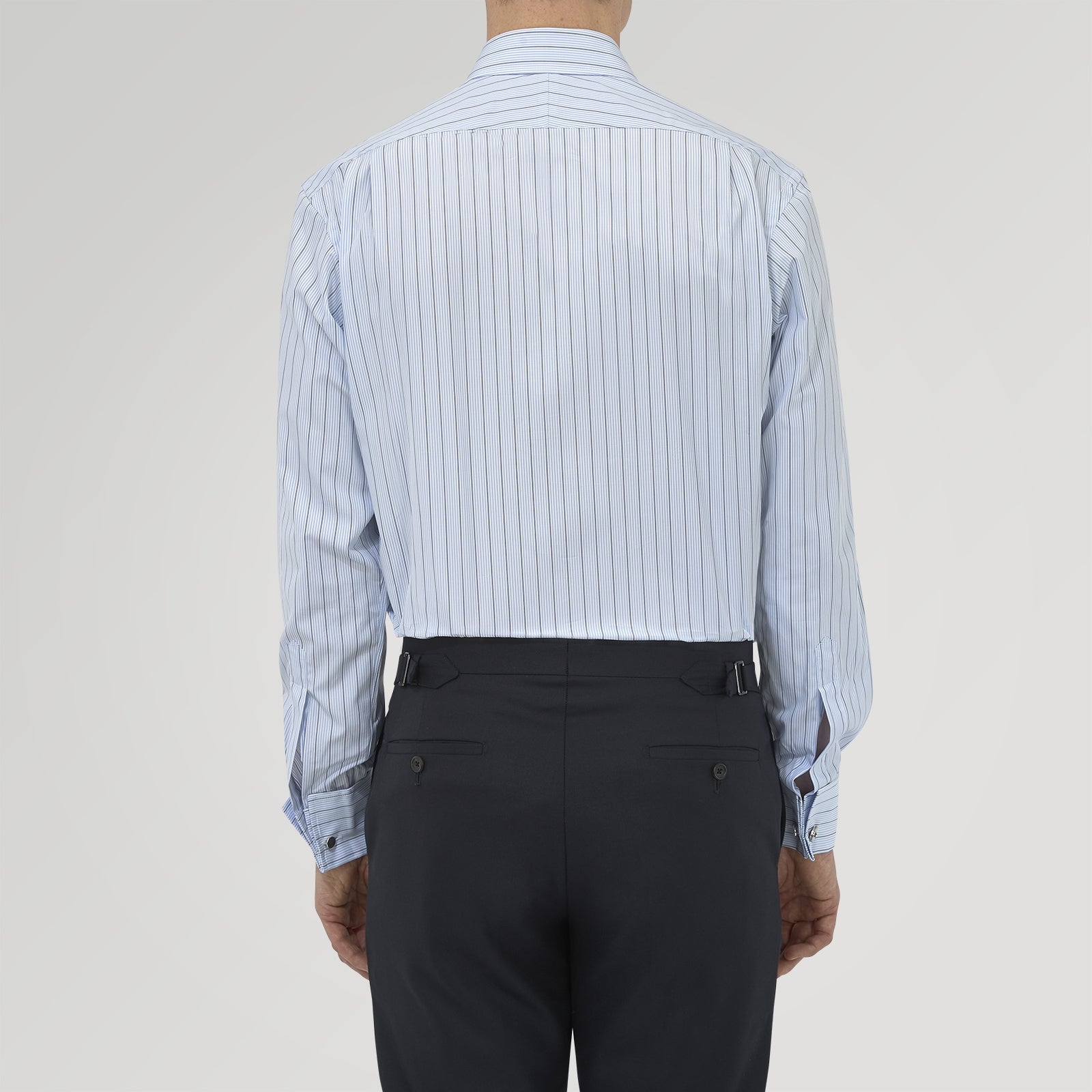 View 3 of product Sky Blue and Turquoise Pinstripe Shirt with Regent Collar and Double Cuffs