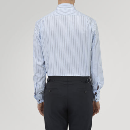 Sky Blue and Turquoise Pinstripe Shirt with Regent Collar and Double Cuffs Image 2