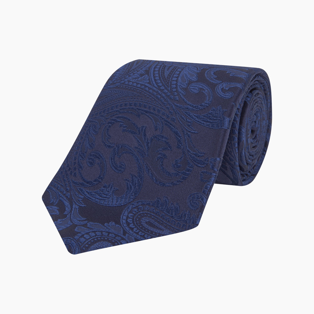 Navy Paisley Silk Tie