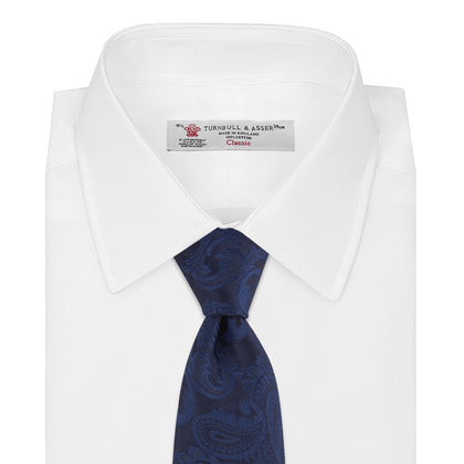 Navy Paisley Silk Tie Image 1