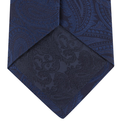 Navy Paisley Silk Tie Image 3