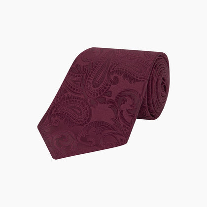 Burgundy Paisley Silk Tie Image 4