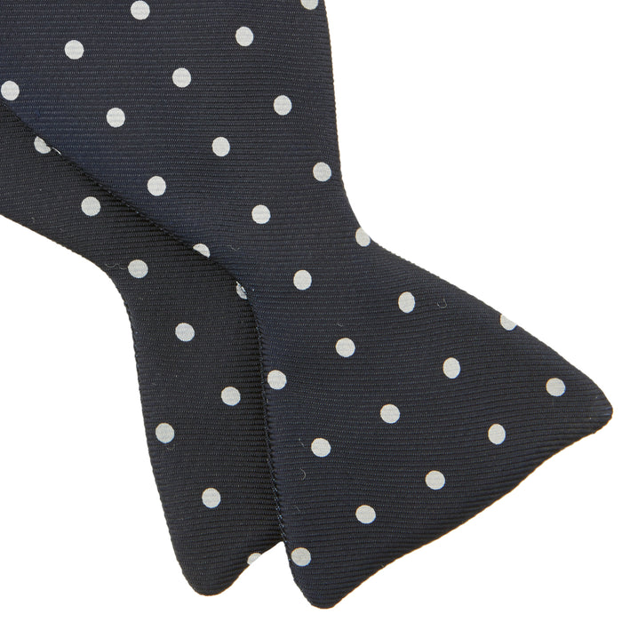 Winston Navy and White Spot Silk Bow Tie Image 3