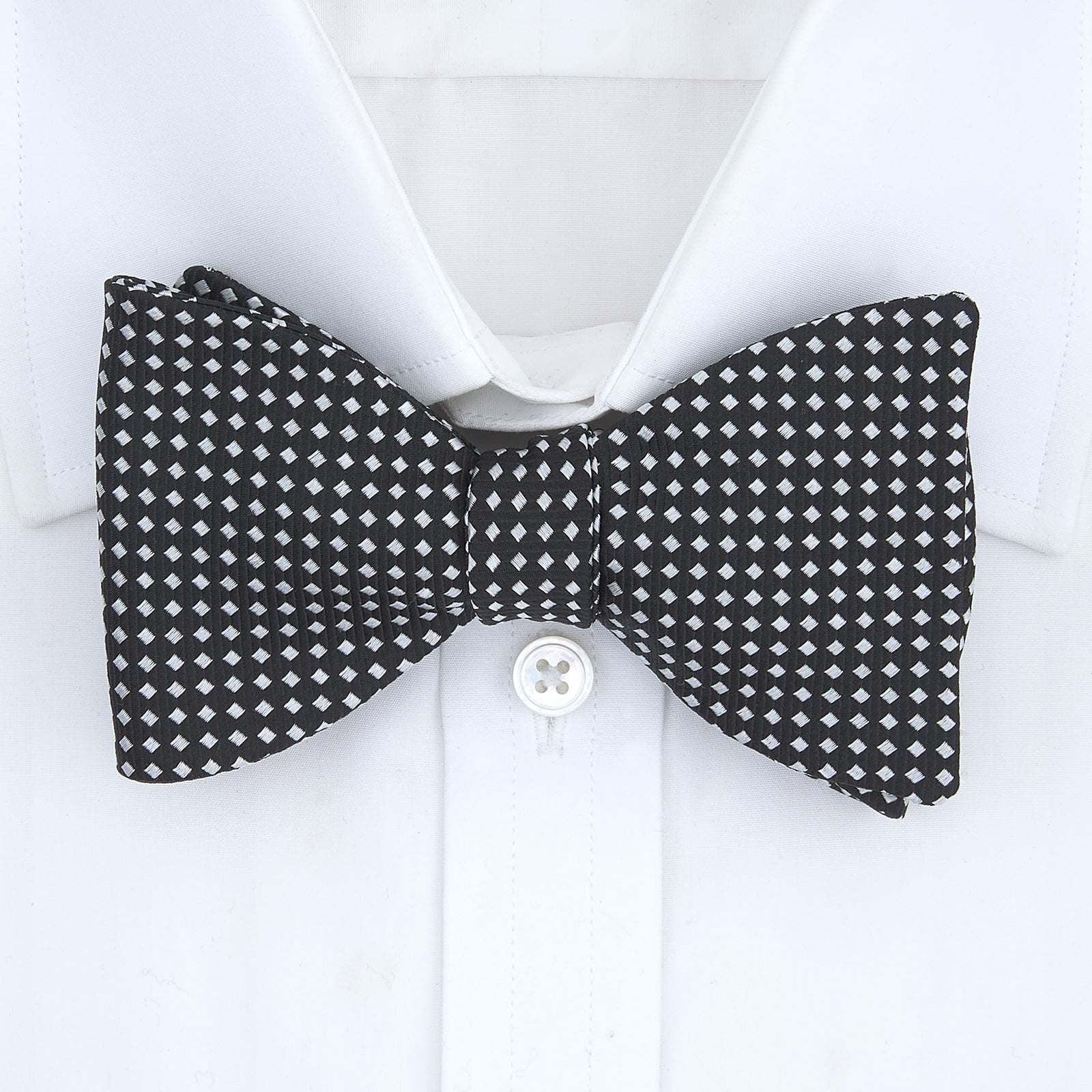 View 2 of product Diamond Black and White Silk Bow Tie