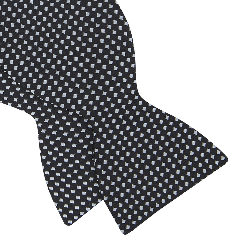 Diamond Black and White Silk Bow Tie