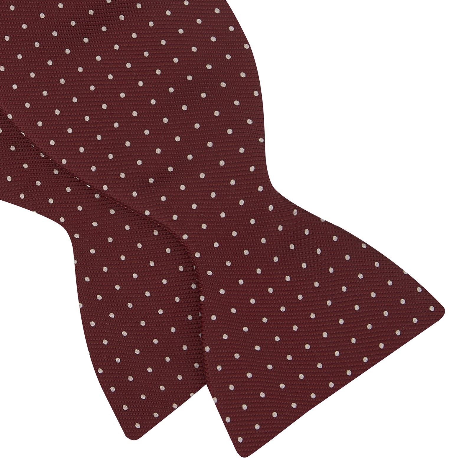 Burgundy and White Small Spot Printed Silk Bow Tie