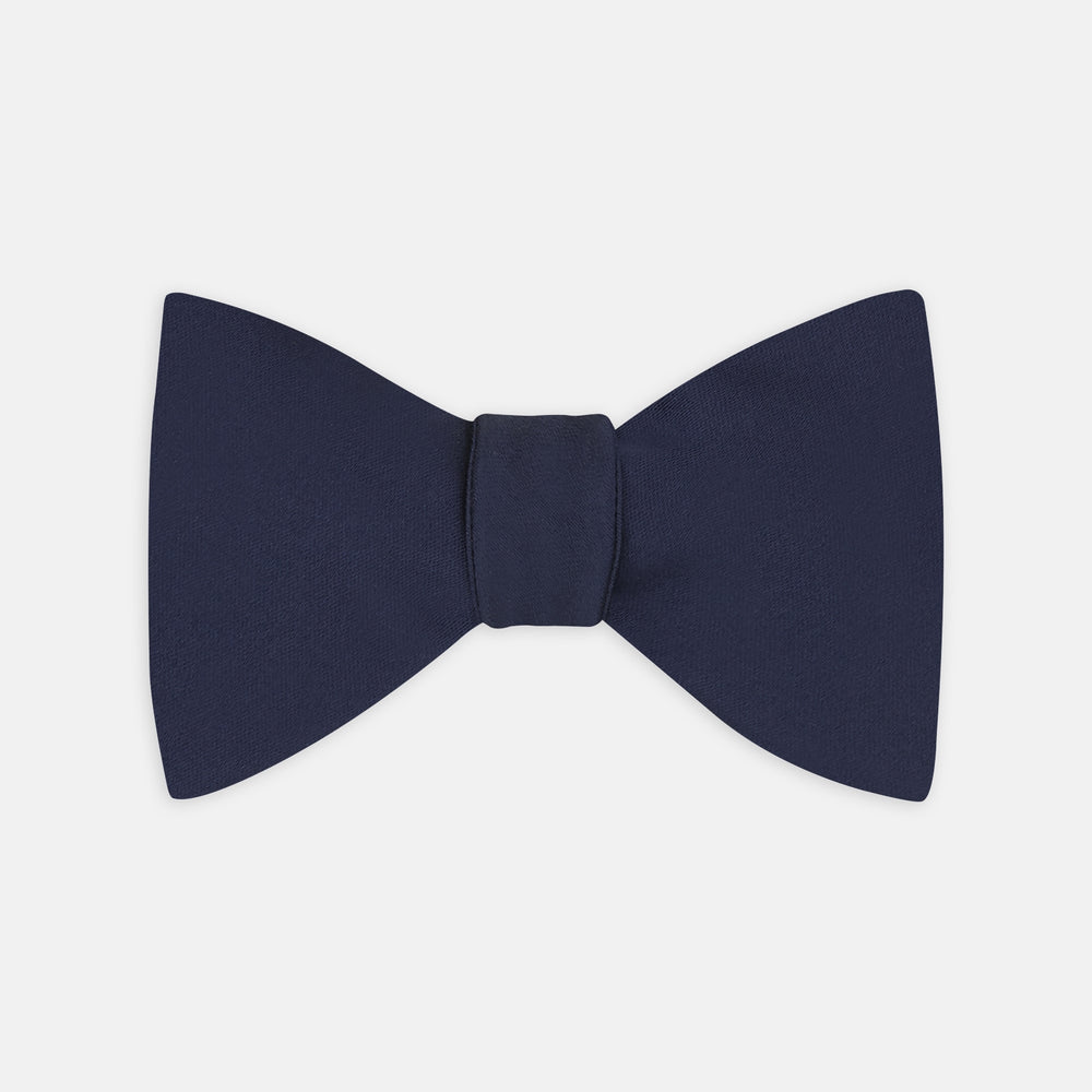 Navy Satin Silk Bow Tie