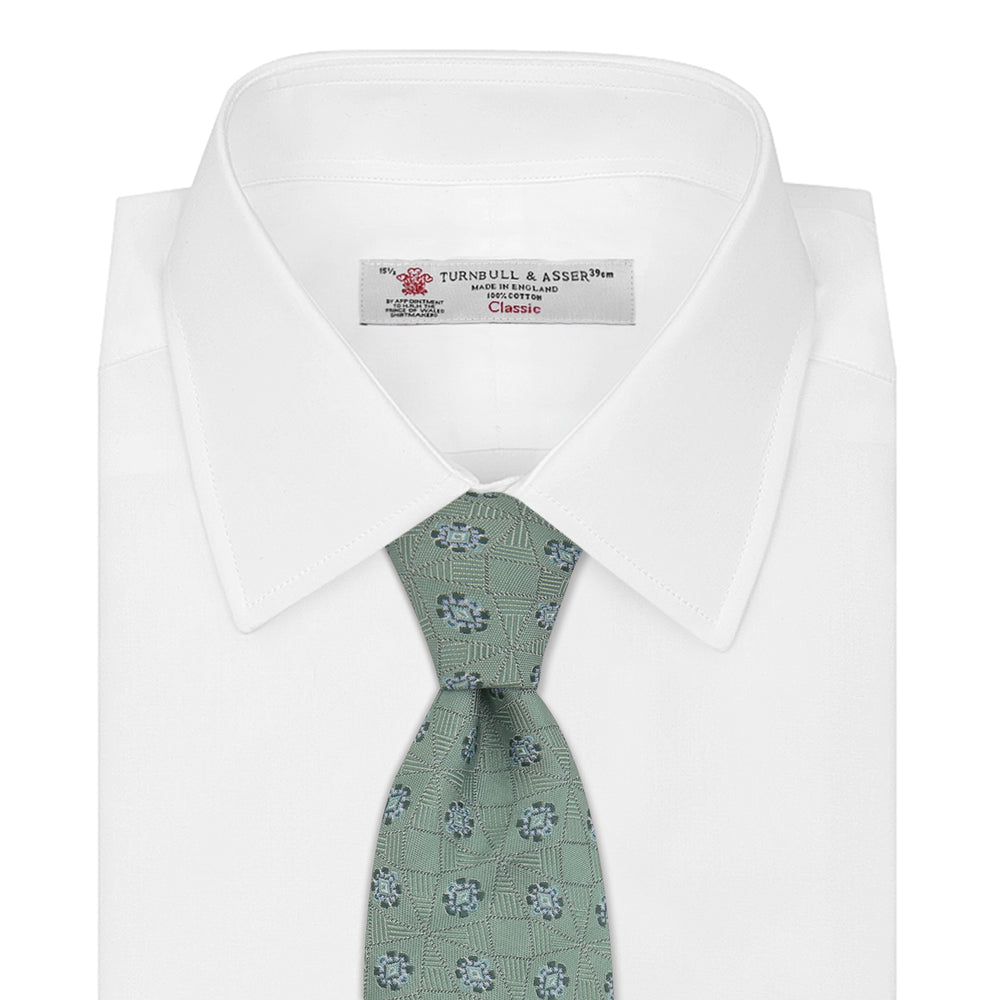 Green Star Flowers Silk Tie