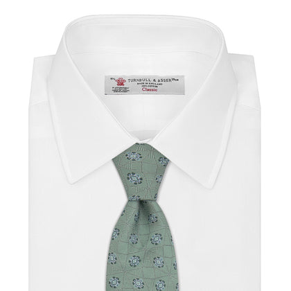 Green Star Flowers Silk Tie