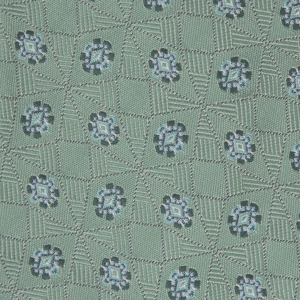 Green Star Flowers Silk Tie