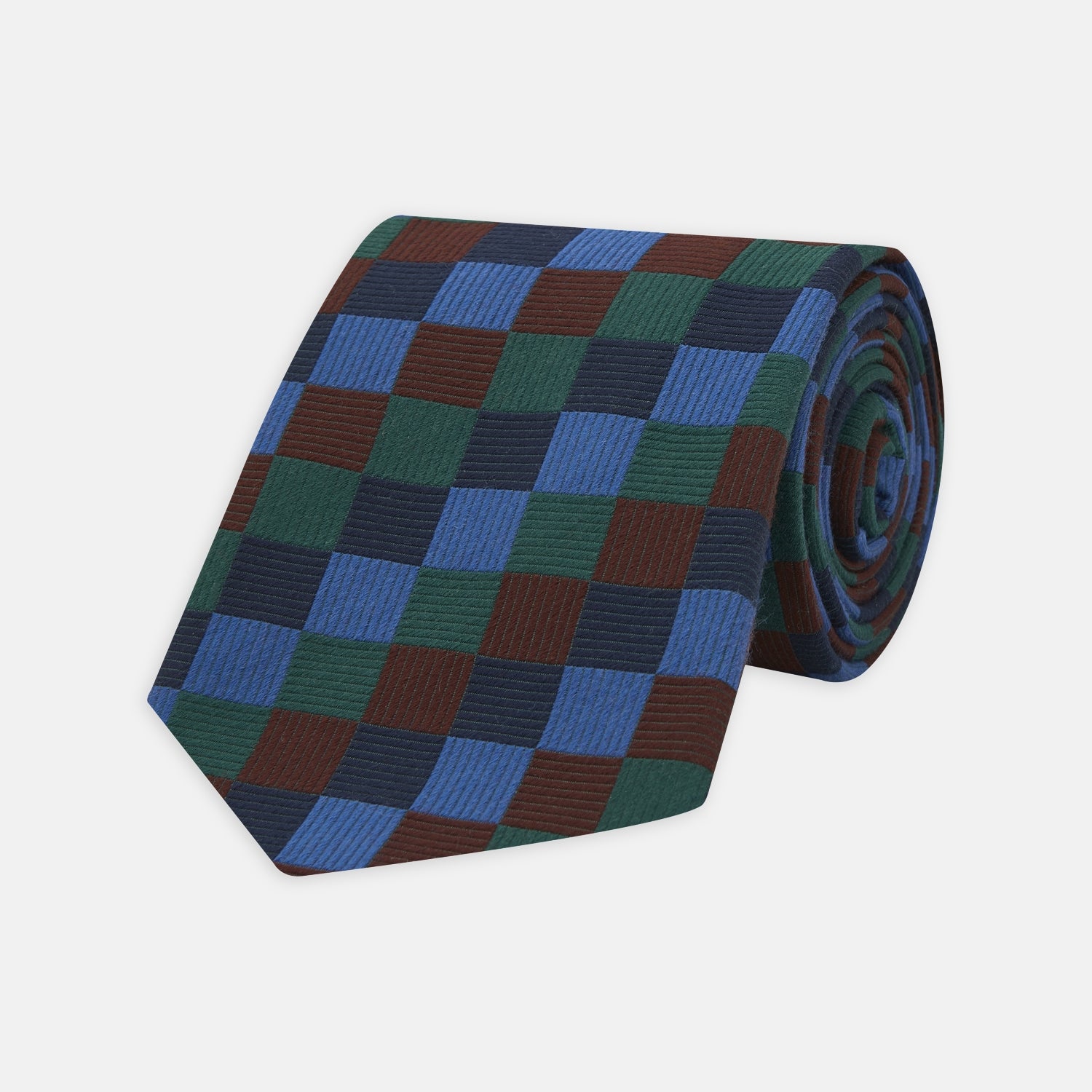 View 1 of product Navy and Blue Checkerboard Jacquard Wool Tie