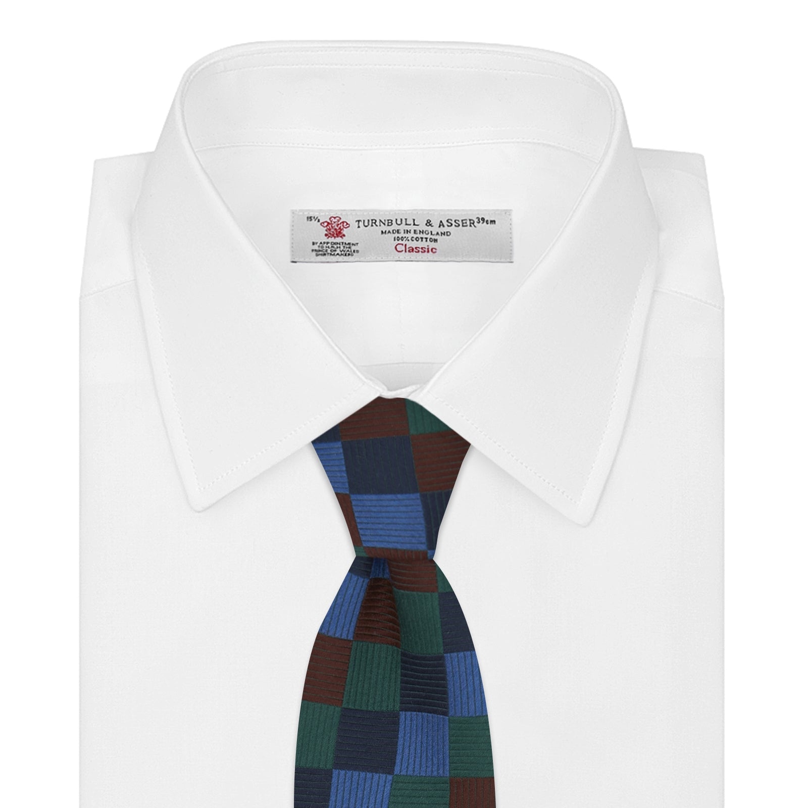 View 2 of product Navy and Blue Checkerboard Jacquard Wool Tie
