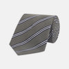 View 1 of product Grey Diagonal Stripe Cotton and Silk Tie