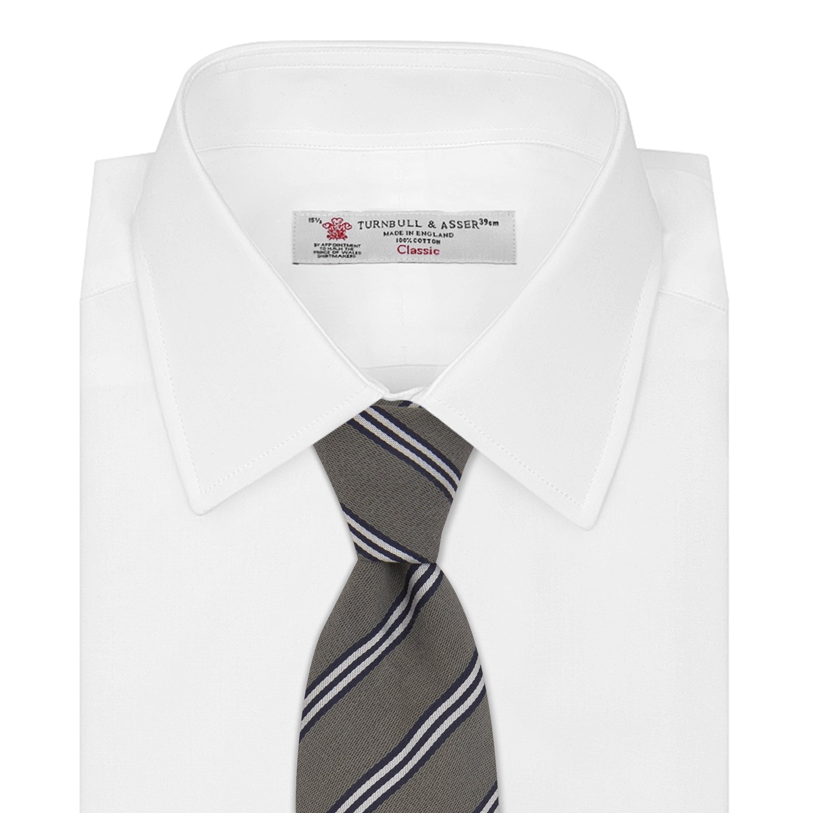 View 2 of product Grey Diagonal Stripe Cotton and Silk Tie