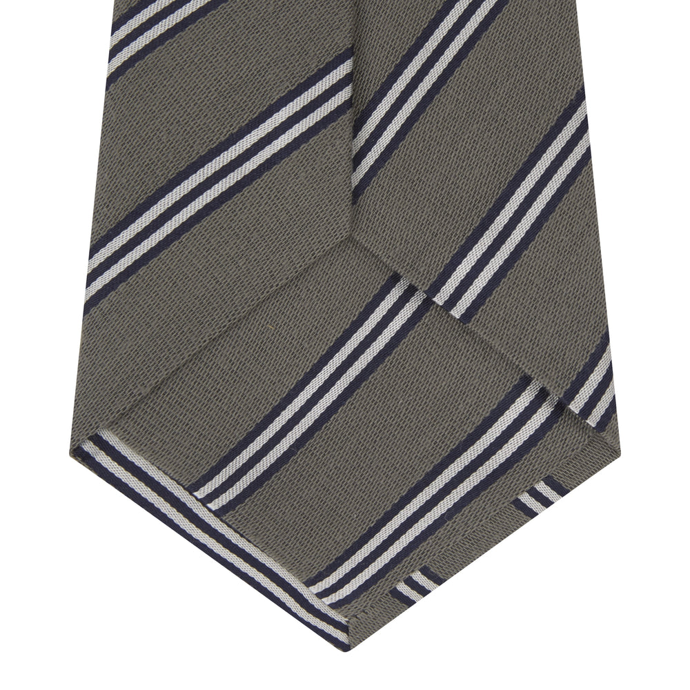 Grey Diagonal Stripe Cotton and Silk Tie