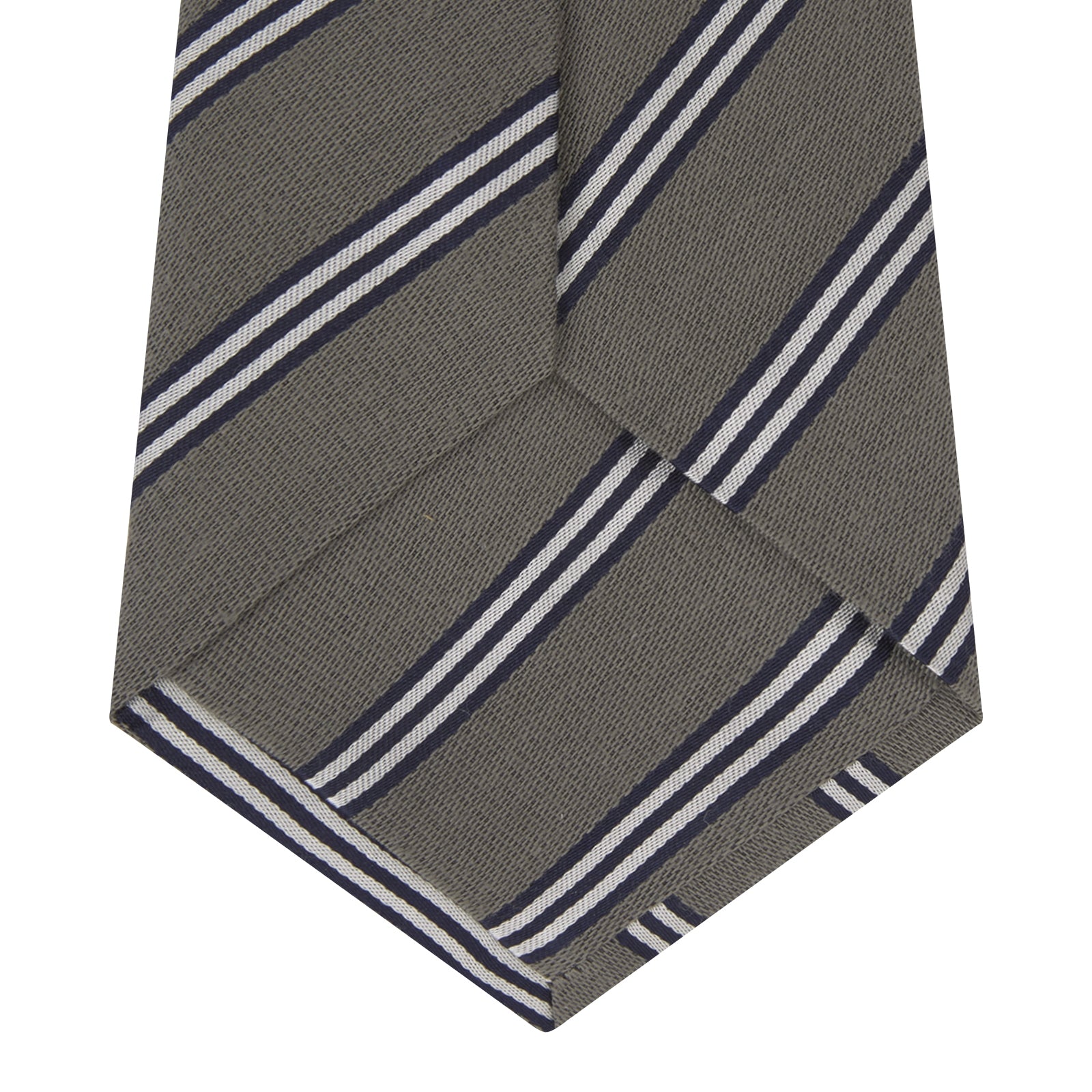 View 4 of product Grey Diagonal Stripe Cotton and Silk Tie