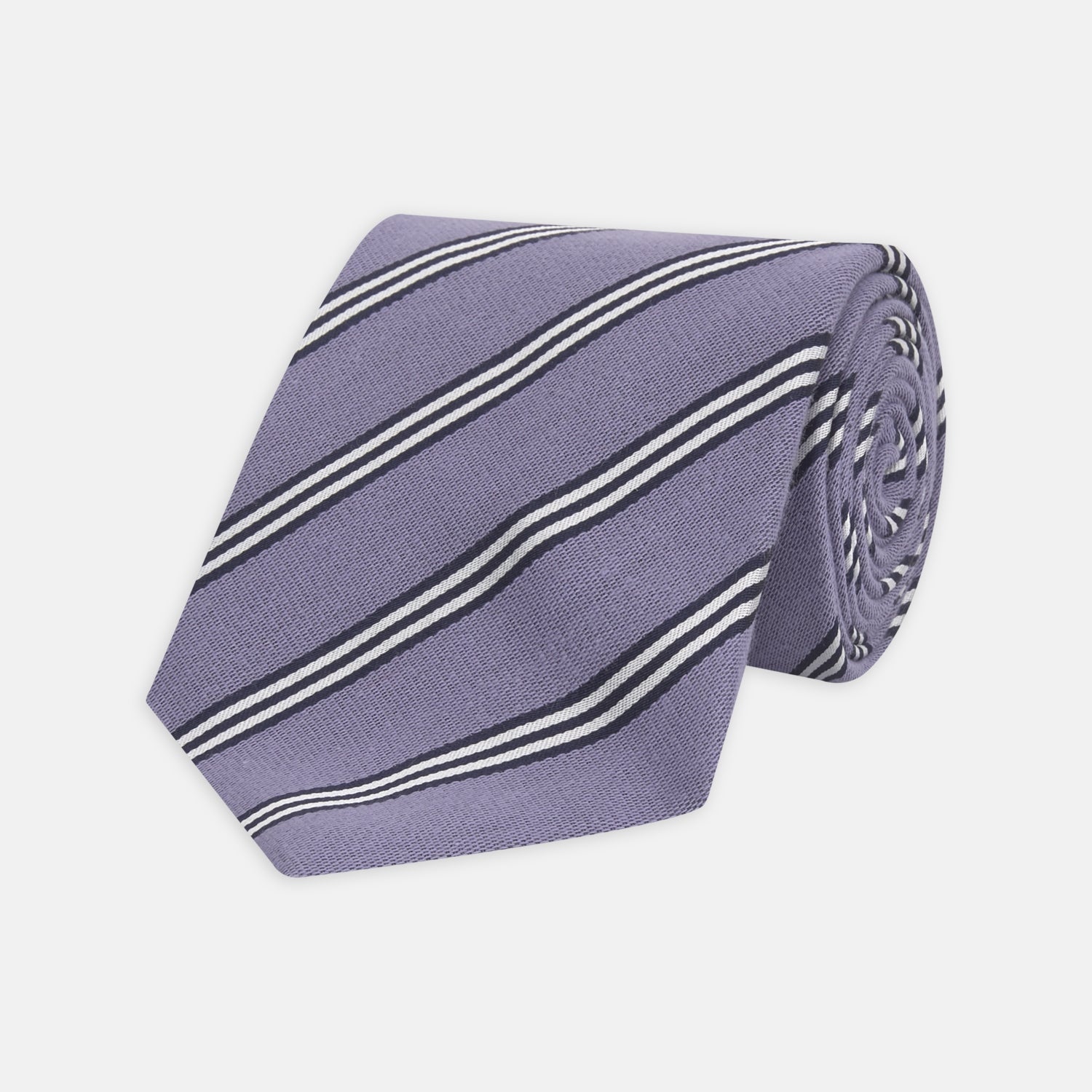 View 1 of product Lilac Diagonal Stripe Cotton and Silk Tie